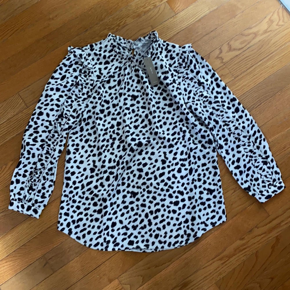 Ruffle animal print blouse